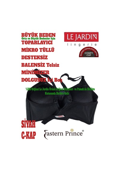 Le Jardin Büyük Beden Balensiz Toparlayıcı Sütyen Küçültücü Mikro Tüllü Desteksiz Dolgusuz Telsiz C Kap Siyah Le Jardin Büyük Beden Balensiz Toparlayıcı Sütyen Küçültücü Mikro Tüllü Desteksiz Dolgusuz Telsiz C Kap Siyah