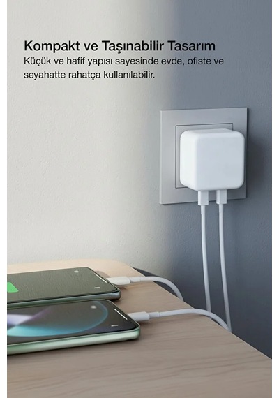 Pd 50w Lightning Hızlı Şarj Başlığı + Kablo Apple Uyumlu Uyumlu iPhone Uyumlu Güç Koruma Çipli 1 Adet
