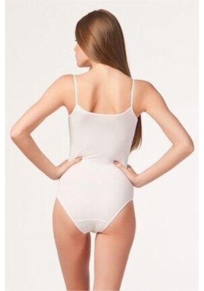 Tutku Kadın Beyaz Ip Askılı Likralı Çıtçıtlı Body Zıbın 6 Adet 001