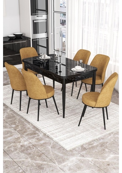 Canisa Concept Kor Serisi 70x114 Açılabilir Siyah Mermer Masa Takımı-6 Adet Cappucino Sandalye Masa Siyah Mermer Desen Sandalyeler Cappucino Canisa Concept Kor Serisi 70x114 Açılabilir Siyah Mermer Masa Takımı-6 Adet Cappucino Sandalye Masa Siyah Mermer Desen Sandalyeler Cappucino