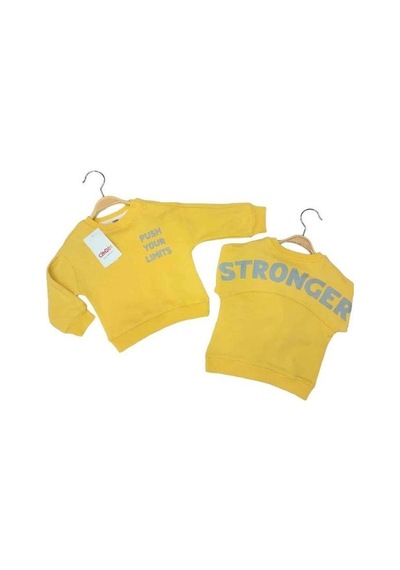 Çikoby Erkek Bebek Your Limits Yazılı Sweatshirt-13681 Sari