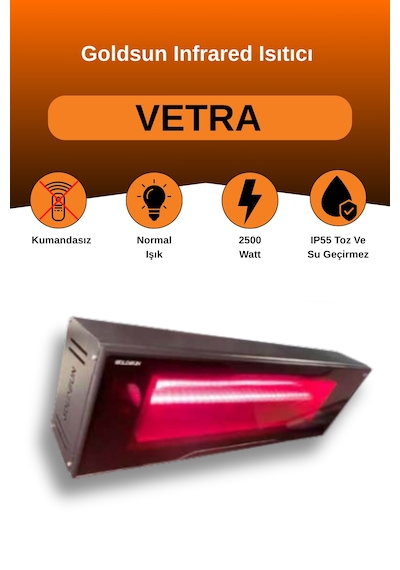 Vetra 2500 Watt Gsv25 Su Dayanıklı Seramik Camlı Elektrikli Isıtıcı-siyah