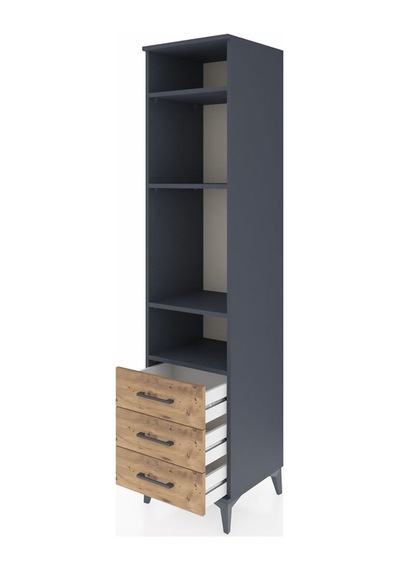Hyperion Dolap 4 Raflı 3 Çekmeceli 44x44x195 Antrasit-çam Antrasit