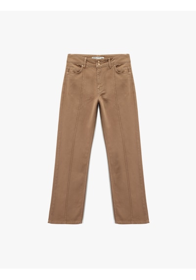 Koton Nervürlü Cepli Düğmeli Yüksek Bel Pamuklu Düz Paça Pantolon - Straight Fit Jean Kahverengi 6wal40023mw Kahve Koton Nervürlü Cepli Düğmeli Yüksek Bel Pamuklu Düz Paça Pantolon - Straight Fit Jean Kahverengi 6wal40023mw Kahve