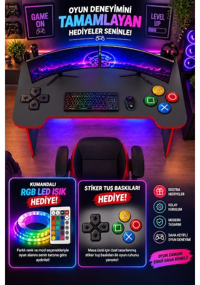 Profesyonel Rgb Ledli Oyuncu Masası 140 75 75 Cm Bilgisayar Masası Gamer Çalışma Masası Antrasit Profesyonel Rgb Ledli Oyuncu Masası 140 75 75 Cm Bilgisayar Masası Gamer Çalışma Masası Antrasit