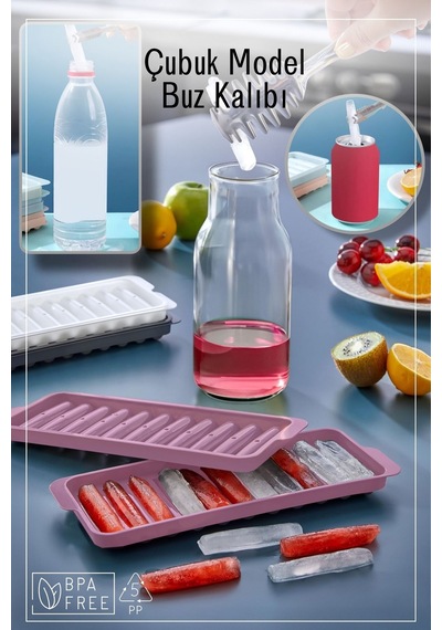 11 Bölmeli Çubuk Model Buz Kalıbı - Pembe Pembe