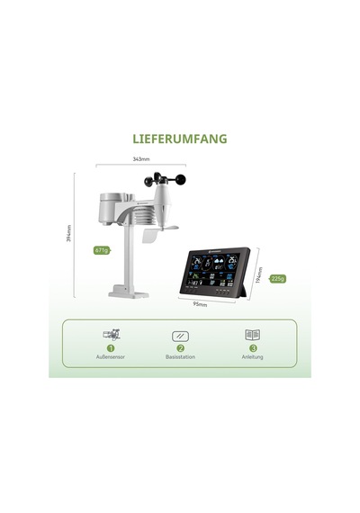 Tr 7002586 Dış Mekan Sensörlü Kablosuz Hava İstasyonu Clearview Hava Merkezi, Wifi Ve Rüzgar, Nem, Sıcaklık, Ya Genel