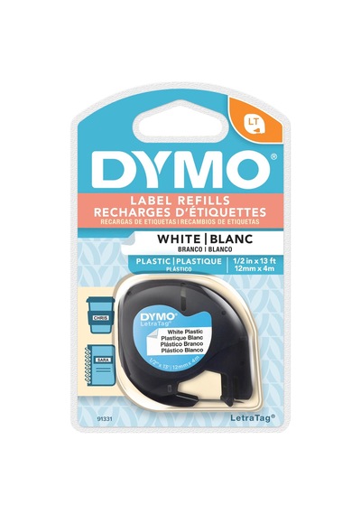 Dymo Letratag S0721660 Beyaz Plastik Yedek Şerit Etiket 12MM X 4M