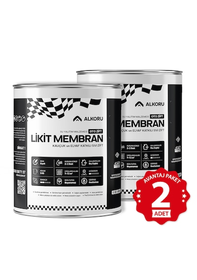 Alkoru 2 Adet 5 Kg Oto Zift Likit Membran Kauçuk Ve Elyaf Katkılı Sıvı Su Yalıtım Malzemesi Avantaj Paket