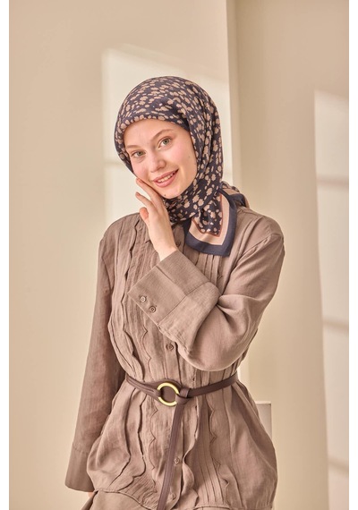 Silk Home Aura Eşarp 140005-05 Koyu Lacivert, Vizon, Çikolata Kahve