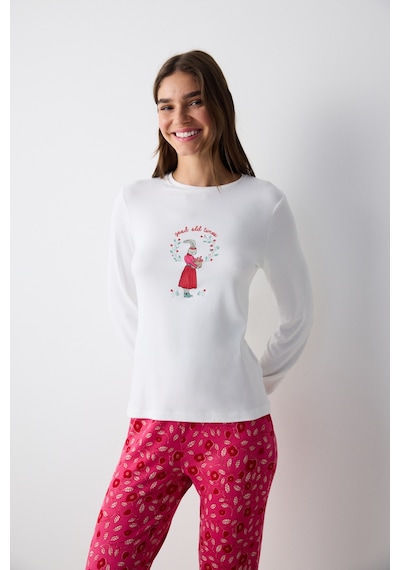 Penti Bloom Termal Beyaz Tişört Pijama Üstü Beyaz Beyaz