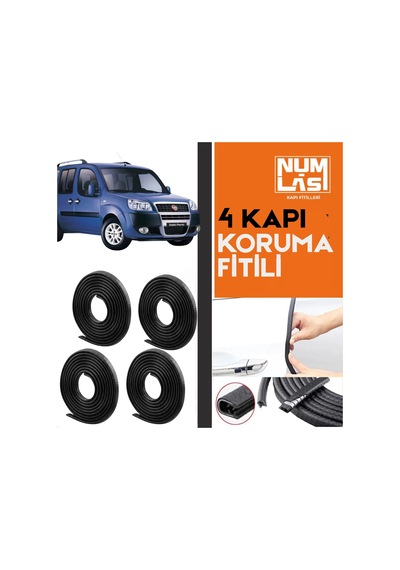 Fiat Doblo 2005-2010 4 Kapı Koruma Fitili Siyah Renk Numlas-a Kalite-nm2252