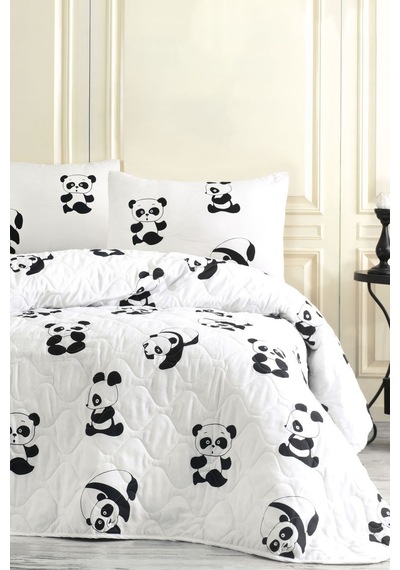 Eponj Home Çok Amaçlı Örtü Tek Kişilik Panda Beyaz Beyaz