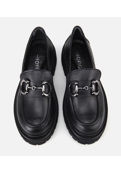 Hotiç Kadın Deri Siyah Tokalı Yüksek Tabanlı Klasik Loafer 01ayh314430a100 01ayh314430a100 Siyah