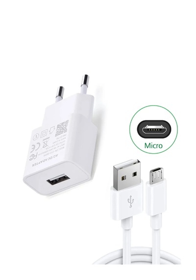 Abatech Hızlı Şarj Destekli Usb Micro Girişli Adaptör Ve Kablo Şarj Aleti 18w 3.4a Beyaz