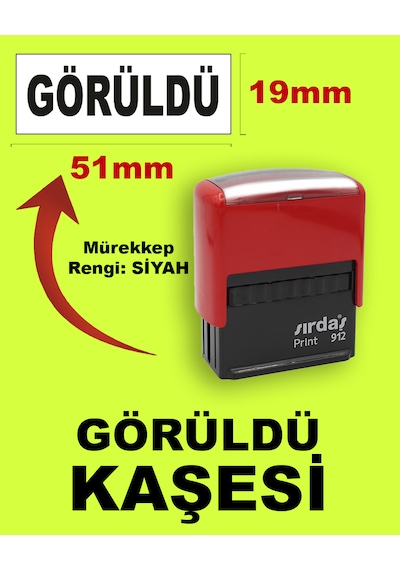 Görüldü Kaşesi, 912 19mm 51mm Siyah Keçeli Otomatik Kaşe