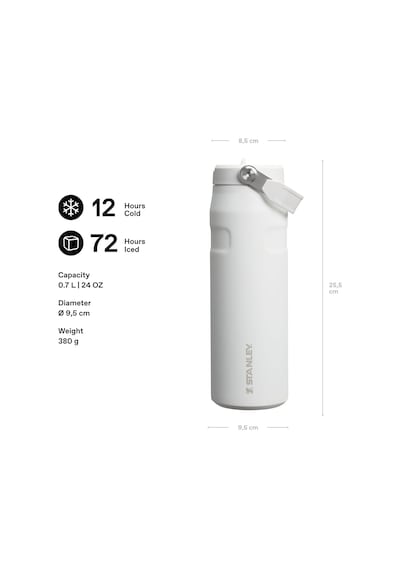 Stanley Iceflow Aerolight Flip Straw 2.0 Pipetli Su Şişesi, 0.7 Litre, Beyaz Frost / 10 Saat Soğutur. - 3 Gü Genel