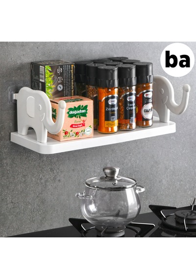 Fil Raf Düzenleyici Şampuanlık Sabunluk Banyo Mutfak Organizer Raf-ba028-1 Beyaz