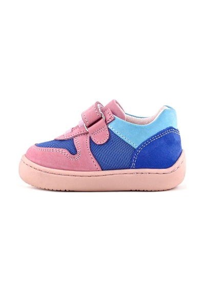 Rakerplus Bob Hakiki Deri Mavi Pembe Barefoot Cırtlı Lastikli Bebek Sneaker Ayakkabı Pembe
