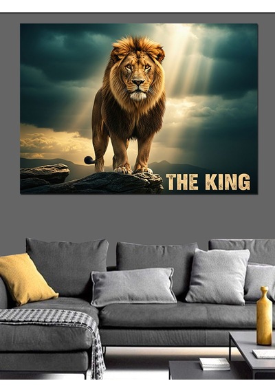 Aslan "the King" Yazısı Dekoratif Kanvas - Mdf Ahşap Tablo