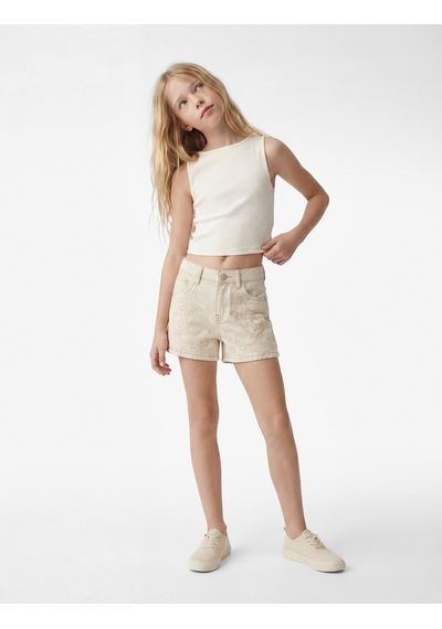 Koton Pamuklu Cepli Desenli Desenli Kısa Denim Şort Bej 6skg40108ad Ekru