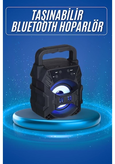 Işıklı - 586 - Bluetooth Hoparlör Ses Bombası Tnabilir Yüksek Ses Kaliteli - Muratech - Radyo Özelliği