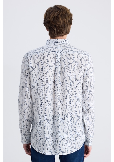 D'S Damat Ds Damat Comfort Beyaz Baskılı %100 Keten Gömlek 4hc02ap372650 Çok Renkli