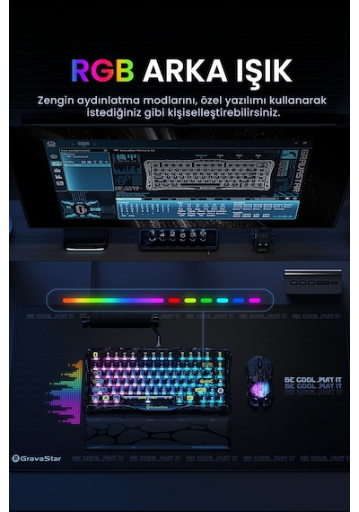 Gravastar Mercury K1 Lite Rgb Kablosuz Mekanik Gaming Klavye
