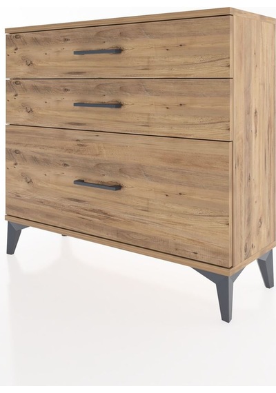 Arges Şifonyer 3 Çekmeceli 88x30x80 Çam-çam Çam