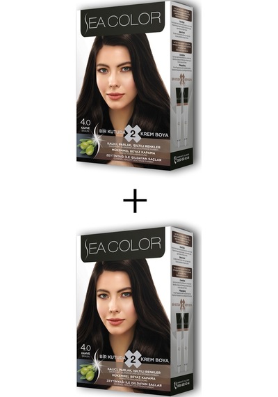 2X2 Tüp Krem Saç Boyası Seti Kahve No:4.0 (546657564)