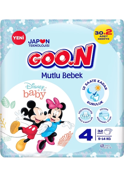 Goon Mutlu Bebek Bezi 4 Numara Maxi Jumbo Paket 32 Adet