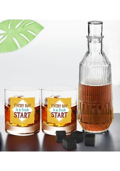 Bk Gift Dtf Motto Tasarımlı İkili Viski Kadehi, Viski Taşı Ve Karaf Seti-6, Arkadaşa Hediye, Sevgiliye Hediye Kobitmeyencom30462 Bk Gift