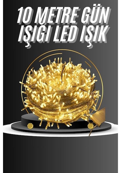 10 Metre Günışığı Led Işık Fişli Dekoratif Sarı Ton Aydınlatma 3 Modlu Led Şerit Renkli