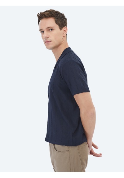 Kip Lacivert Regular Fit Kısa Casual Gömlek