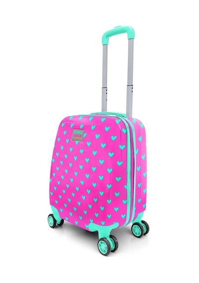 Coral High Kids Neon Pembe Su Yeşili Kalp Desenli Çocuk Valizi 16715