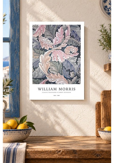 Pembe Yapraklı Desen Desenli Dekoratif Mdf Tablo, Çerçeve Görünümlü Ahşap Poster