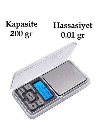 Dijital Hassas Elektronik Kuyumcu Cep Terazisi Tartı 200 Gr 0.01 Gr 5332 Açık Bej