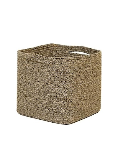 Siyah Kırçıllı Jüt Halat Sepet 30 X 30 X 30 Cm Açık Ahşap