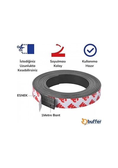 Yapışkanlı Şerit Mıknatıs Magnet Kes Kullan Güçlü Sağlam Rulo Çıkarılması Kolay Siyah 2cm X 1 Mt Bel Diğer