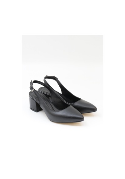 Nesilshoes Nesil Shoes Tam 725 Siyah Kalın Topuklu Kadın Sandalet