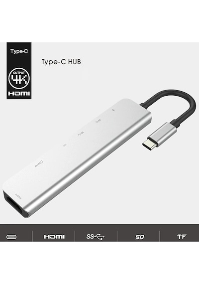 Ally Usb Type-c To 7in1 Hdtv 2xusb+pd Sd&tf Okuyucu Hub Adaptör Çoklayıcı- 5775