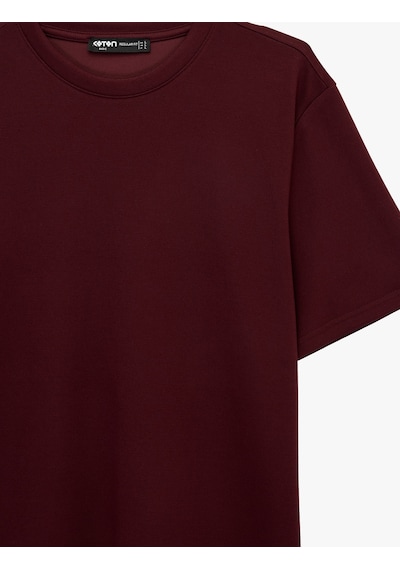 Koton Regular Fit Kısa Kollu Bisiklet Yaka Viskon Karışımlı Basic Tişört Bordo 6sam10483mk Koton Regular Fit Kısa Kollu Bisiklet Yaka Viskon Karışımlı Basic Tişört Bordo 6sam10483mk