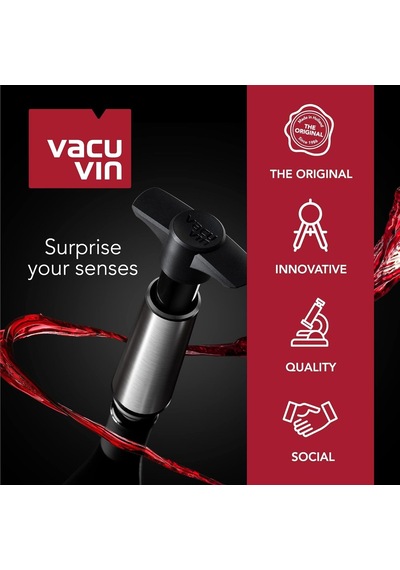 Vacu Vin Şarap Pompası Concerto 2 Tıkaçlı, Plastik, Siyah, Standart 9875606