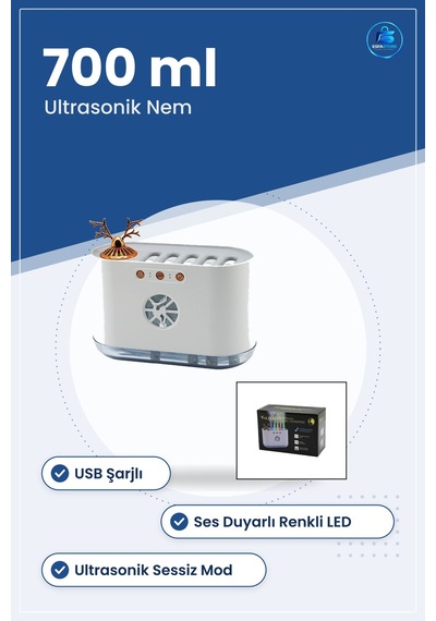 Hava Nemlendirici 700ml Geyik Figürlü Usb Şarjlı Ses Duyarlı Renk