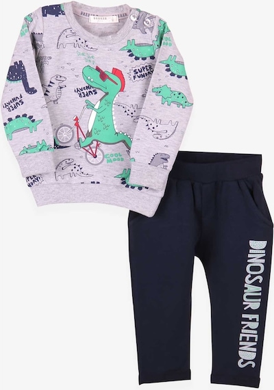 Breeze Erkek Bebek Eşofman Takımı Dinozor Baskılı Gri (9 Ay-1.5 Yaş)