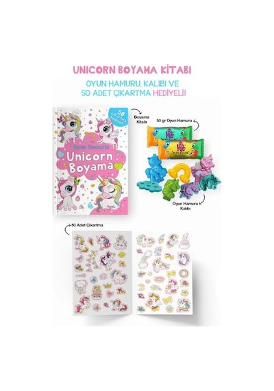 Unicorn Boyama Kitabı - Oyun Hamurlu - 3 Yaş