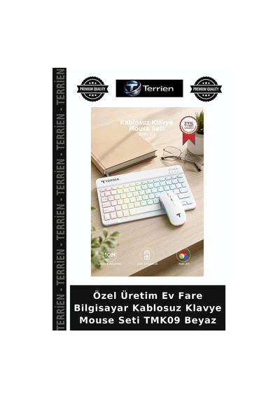 Özel Üretim Ev Fare Bilgisayar Kablosuz Klavye Mouse Seti Tmk09 Beyaz Diğer