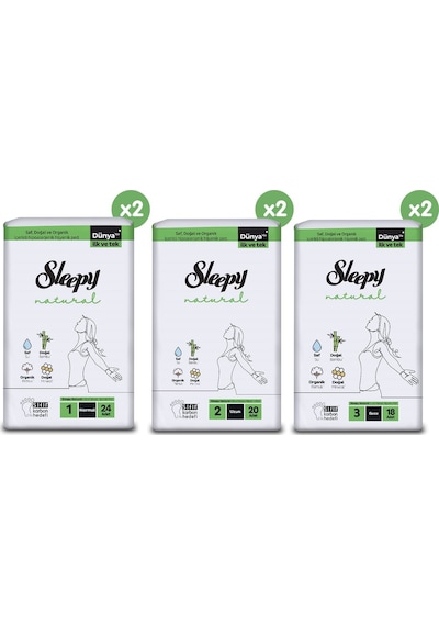 Sleepy Natural Ultra Hassas Hijyenik Ped 124 Adet Ped Mega Fırsat Paketi