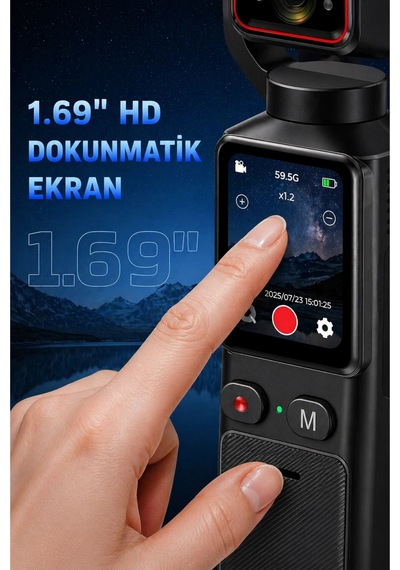 Glr L19 4k Ultra Hd Wi-fi Vlog Kamerası 180 Dönebilir Lens, 6 Eksenli Sarsıntı Önleyici Gimbal Dest