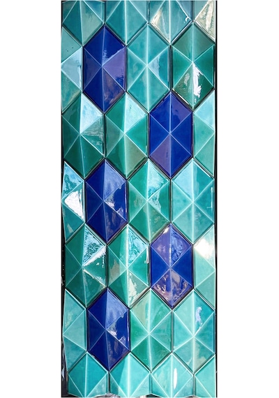 Armada Çini 12,5x25 Cm Turkuaz Diamond Piramit Altıgen Çini Seram